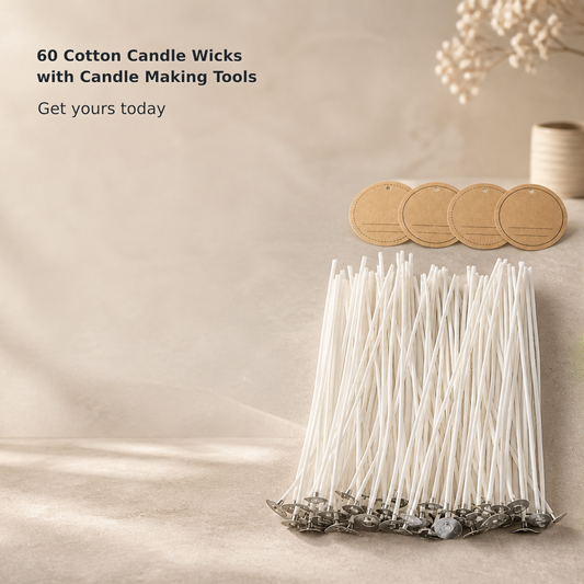 60 Cotton Candle Wicks with Candle Making Tools